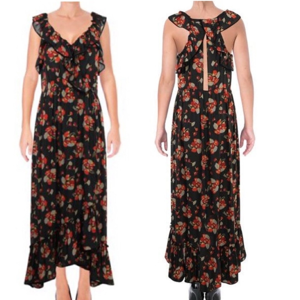MAISON SCOTCH MAXI BLACK FLORAL DRESS SIZE SMALL